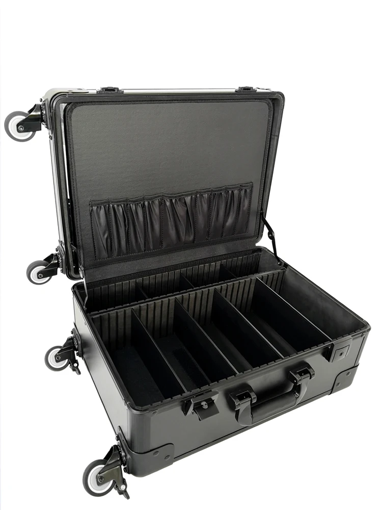 Customized Professional Makeup Vanity Case With Mirror Suitcase Rolling Trolley Case Black Beauty Cosmetic Organizer Tool Box