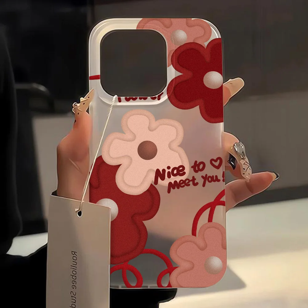 Small Fresh Flowers Case For iPhone 15 Pro Max Case iPhone 11 16 12 14 Plus 13 Mini Case Oil Aesthetics Floral Clear Cover Funda view 5