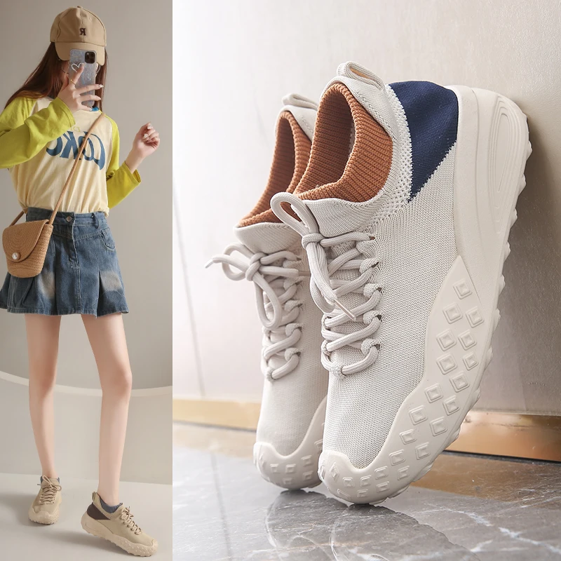 

2026 New Fashion Simple Breathable Couple Style Chunky Dad Shoes Thick Sole Anti‑Slip Wear‑Resistant Sports Casual Sock Sneakers
