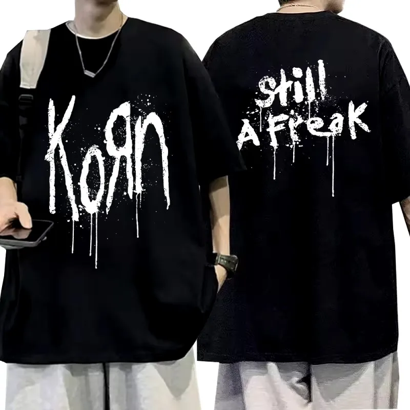 Image of Korn Music Concert Rock Band World Tour T-Shirt aus reiner Baumwolle, hochwertiges Street-Vielseitiges 2024-Sommermode-T-Shirt