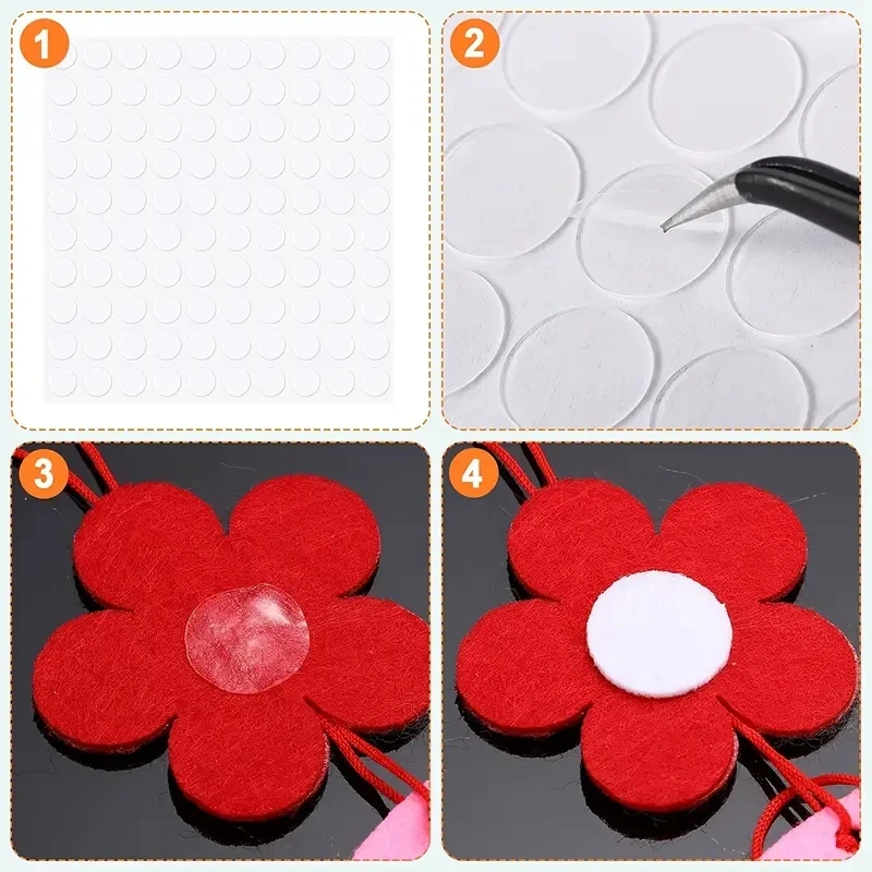 500pcs Clear Round Double Sided Adhesive Dots for DIY Crafts, Strong Sticky Removable Glue Dots for Photos Phone Decor Home