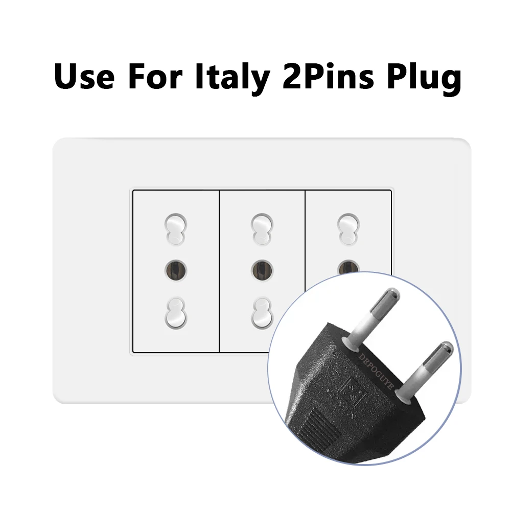 Italy Chile  Standard Outlet with USB Smart Type-c 20W Fast Charging, Dual USB Wall Socket Chile Plug Plastic Panel Light Switch