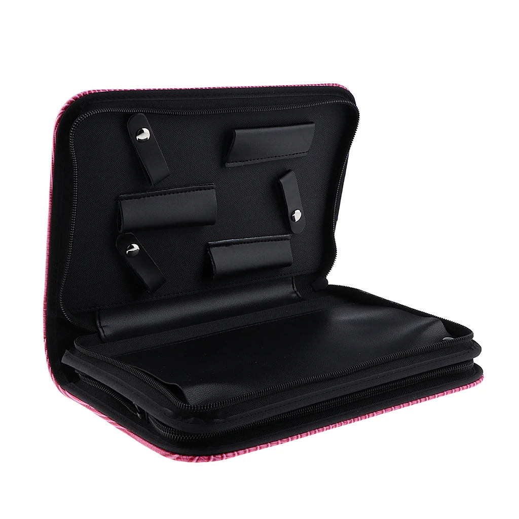 Durable Waterproof Leather Hair Scissor Case Bag Double Layers Hairdressing