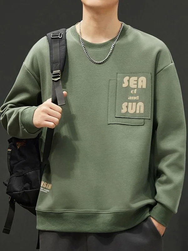 

Мужской свитшот свободного кроя с круглым вырезом и длинным рукавом, повседневный, новая модная коллекция, весна-осень, удобный, дышащий, хлопковый.