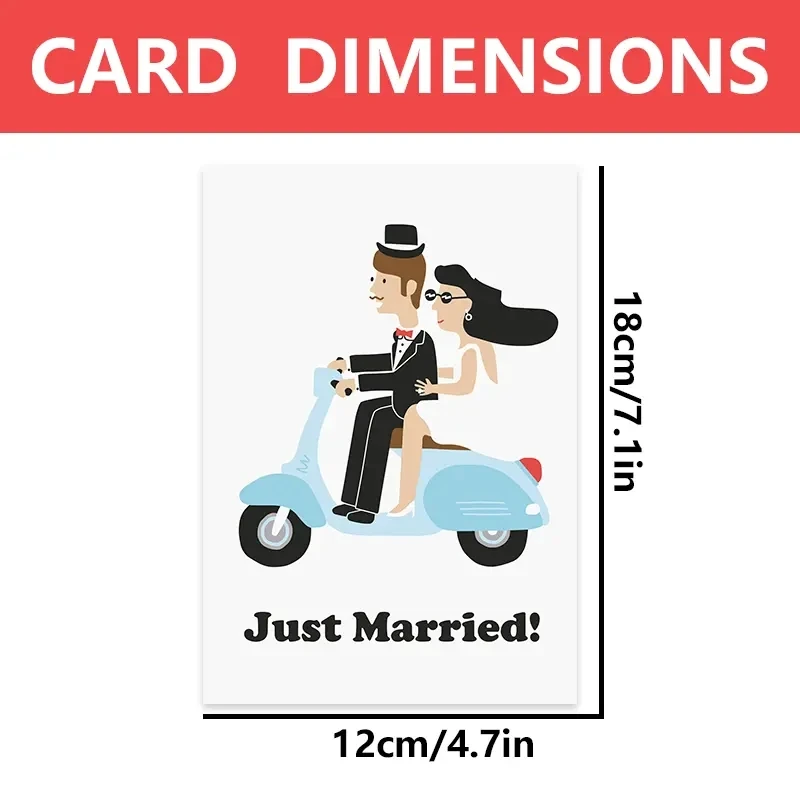 1pc, Wedding card funny, just married wedding scooter, funny wedding card, congratulations.