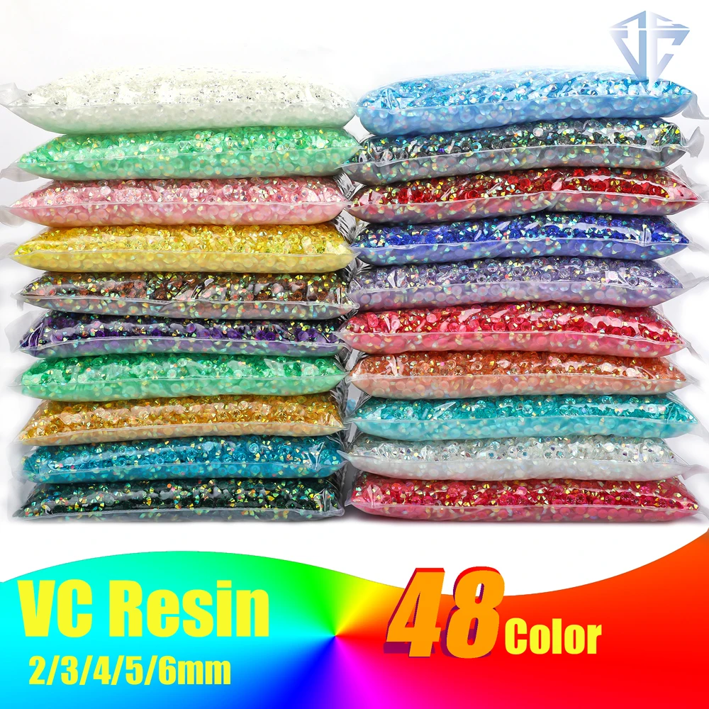 Wholesale Flatback стразы AB Silver Bottom Resin Non Hotfix Rhinestones in Bulk Package Plastic Nail Art Strass G36