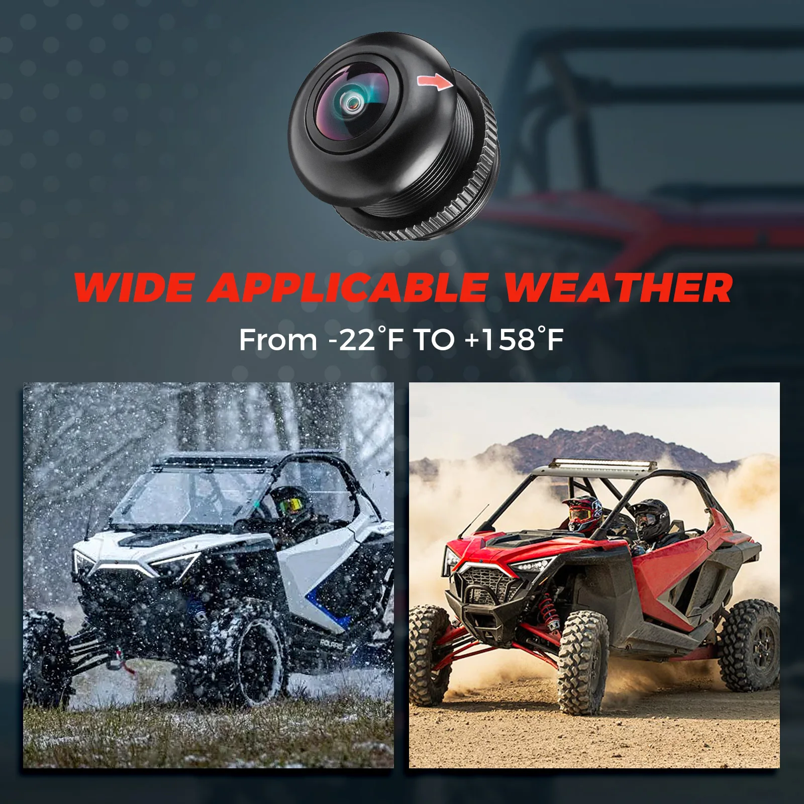 UTV Front Camera Kit Compatible With Polaris XP 4 1000 RZR Turbo S PRO XP/ 4 Ultimate LE 1000 Sport Ip67 Night Vision Camera