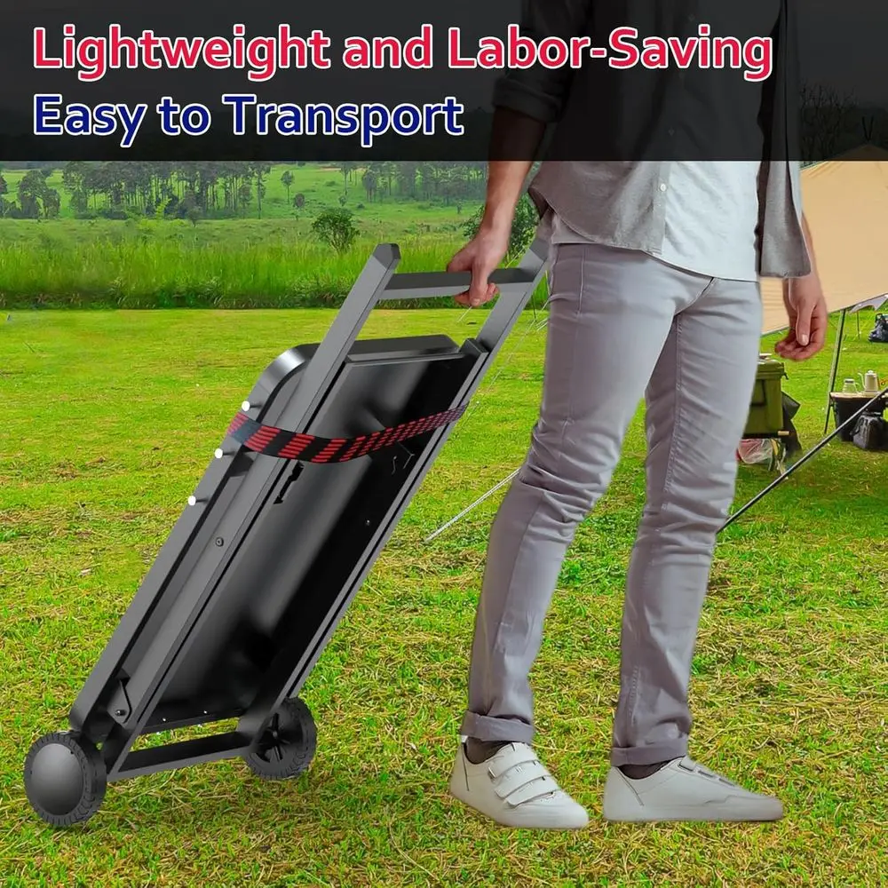 طاولة شواء خارجية قابلة للطي بعجلات، مثالية للنينجا ويبر، بلاكستون، نابليون، شوايات أوني والتخييم