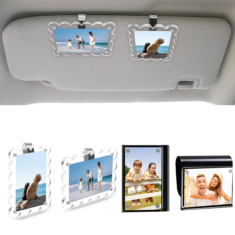 Sunshade Car Picture Frame Car Sunshade Photo Clip Vertical Photo Display Transparent Acrylic Car Photo Frame Two Styles A/B