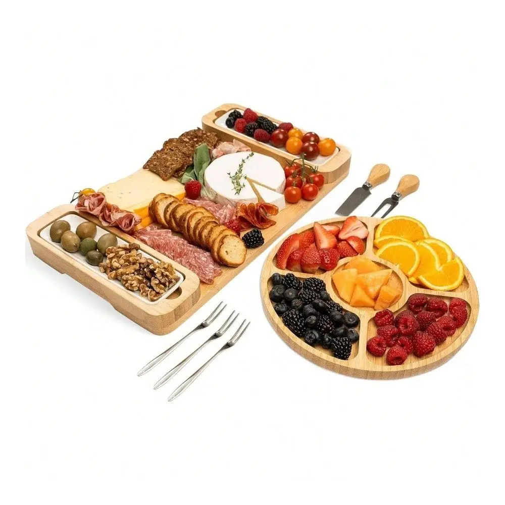 

Board Set Cheese Board Serving Tray Meat, Cheese, Crackers, Fruit Large Wooden Charcuterie Boards Parties Wedding, Housewarming
