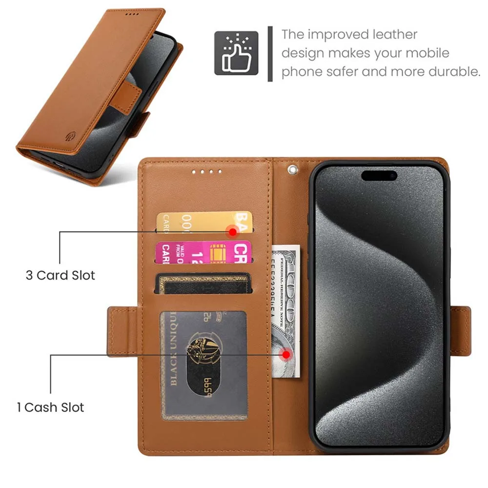 

Anti theft brush Stand Flip Cover with Photo Frame for Samsung S24 Ultra S24 S23 S22 A15 A25 A35 A55 Card Slots Wallet Case