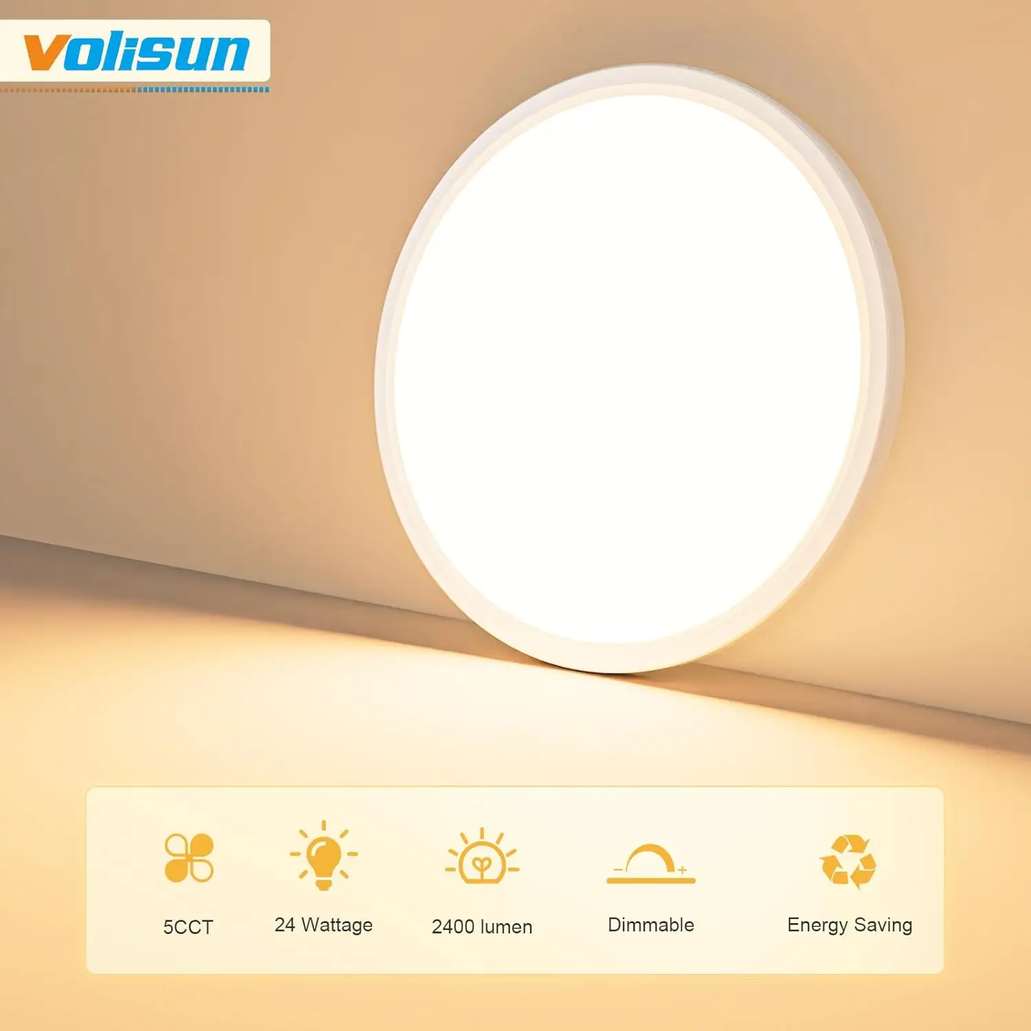 Volisun 6Pack 5 Cct Led Flush Mount Ceiling Light,12 Inch Dimmable Ultra-Thin Led Ceiling Light Fixture, 3000K-6500K