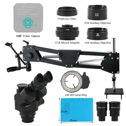 3.5X-90X 180X Parfocal Simul Focal Trinocular Stereo Microscope 48MP 4K HDMI USB Camera Bracket Stretch Spring Stand For Jewelry