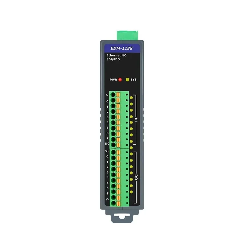 Industrial DIN Mount IO Module 10-30V DC 8DI 8DO 8/16 Channel Ethernet Modbus TCP Signal Collector