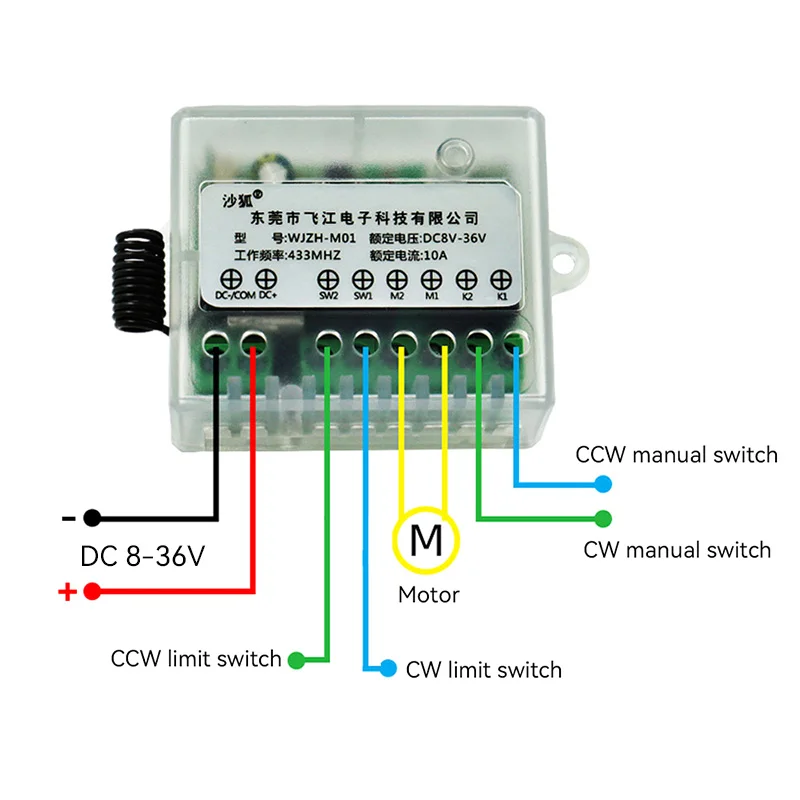 DC Motor Controller 8V 12V 24V 36V 10A Forward And Reverse Control Remote Control CW CCW Switch For DC Motor Linear Actuator