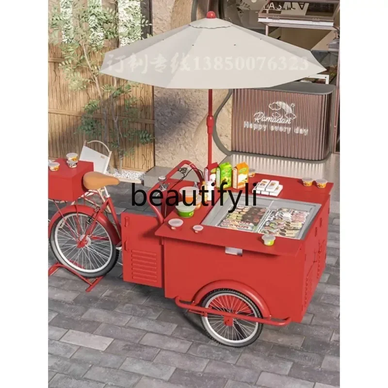 35Mobile Cycling Reverse Donkey Ice Cream Cart Display Cabinet Multi-Functional for Mall Display