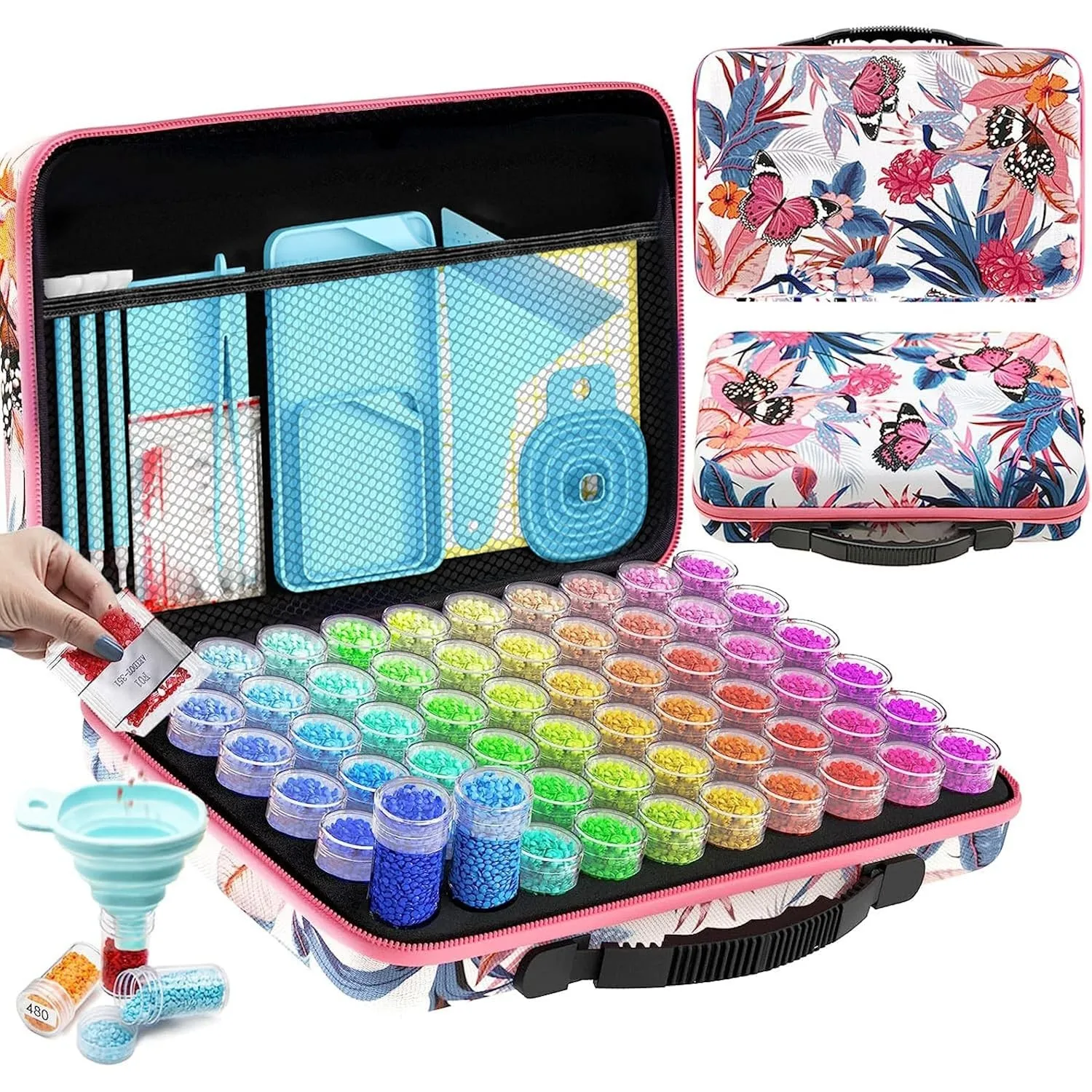 

60 Slot Diamond Art Kit Storage for Adults Portable Bead Organizer Craft Supplies DIY Jewelry Making Box Case Container
