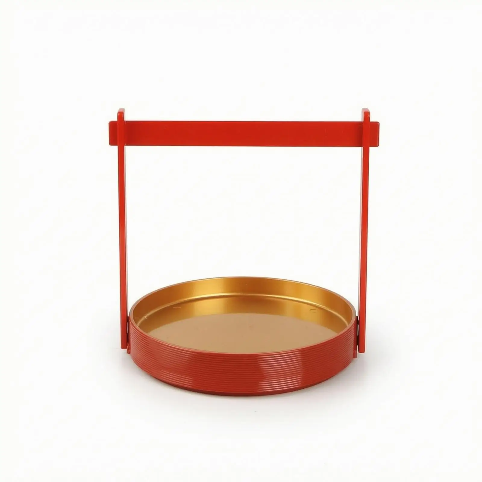 Round Melamine Serving Tray with Handle Japanese Frying Basket Design for Sushi Pastry Table Centerpiece Catering Home