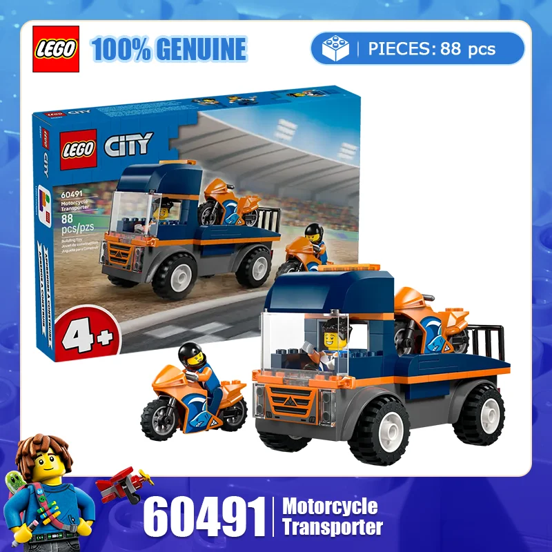 

Lego City Series 60491 Motorcycle Transport Vehicle Boys and Girls Children's Puzzle Building Toy Gift