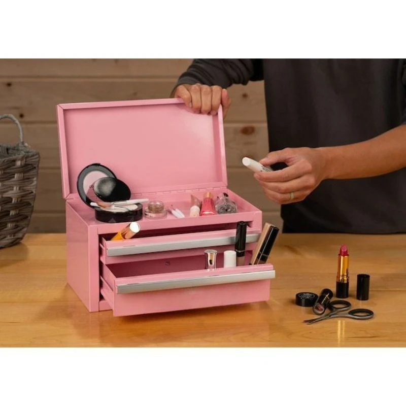 صندوق أدوات معدني صغير متعدد الألوان صندوق أدوات أنيق صندوق تخزين مكتبي مع درج #3