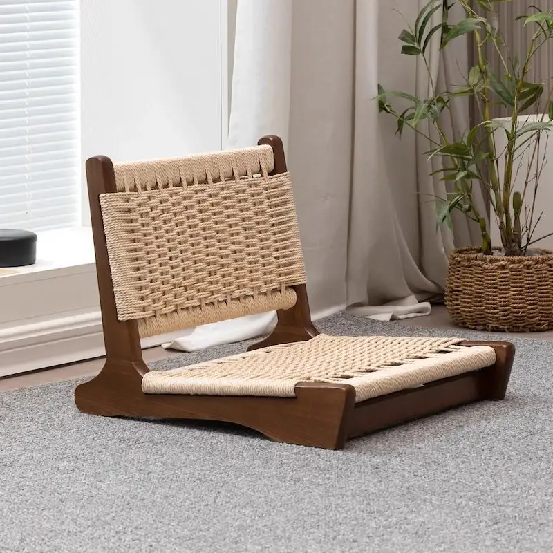 Japanese-style rattan tatami seat, bay window legless chair, balcony low chair with backrest