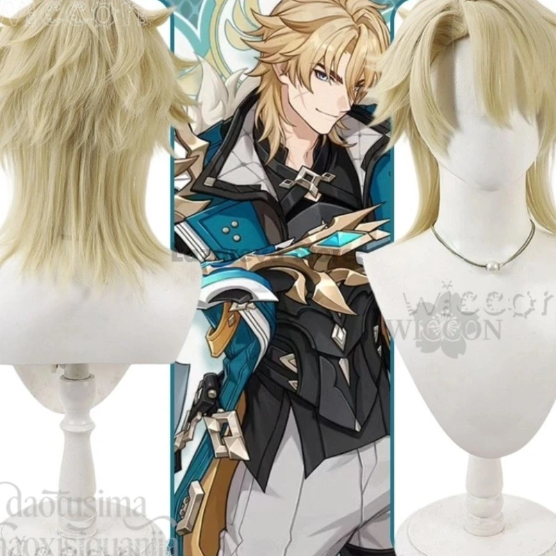 

Anime cosplay adulto Game Genshin Impact Cosplay Varka Handsome Beige Fashion Wigs Cool Synthetic Hair disfraz mujer