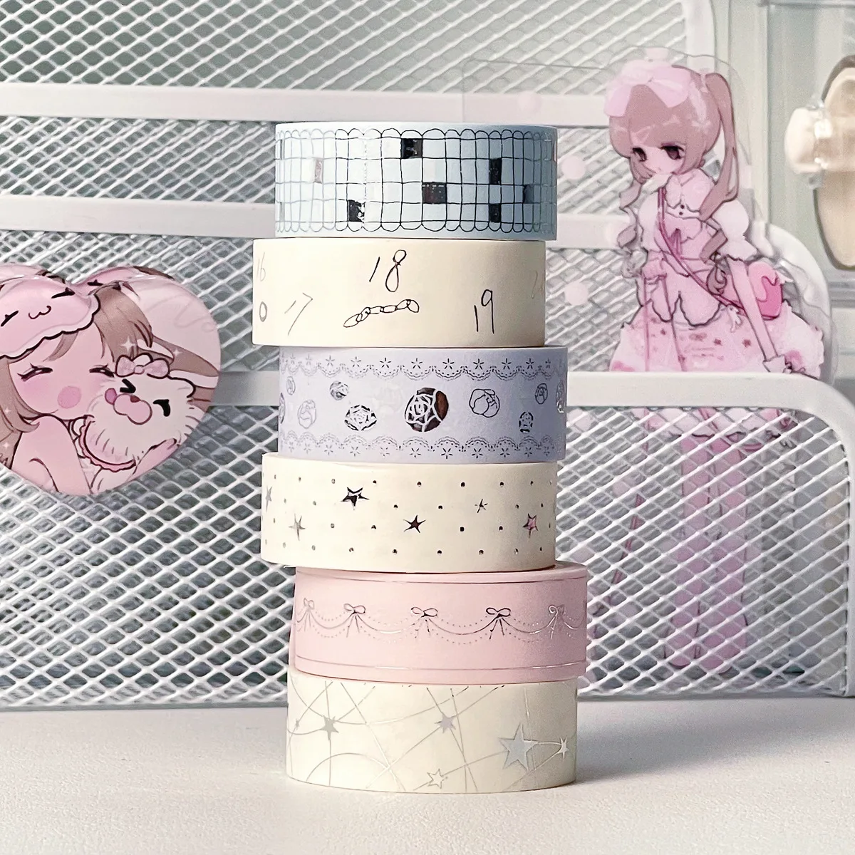 Star hot silver washi tape silver light letterhead hand account tape decorative elements cross-border light retro waka waka waka