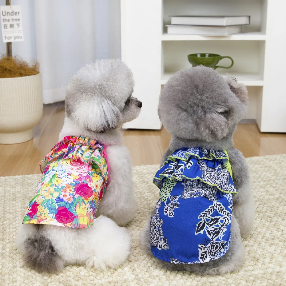 

Summer Cute Puppy Harness Colorful Dog Clothes Breathable Kitten Clothes Sleeveless Yorkshire Clothing Puppy T-Shirt Pet Apparel