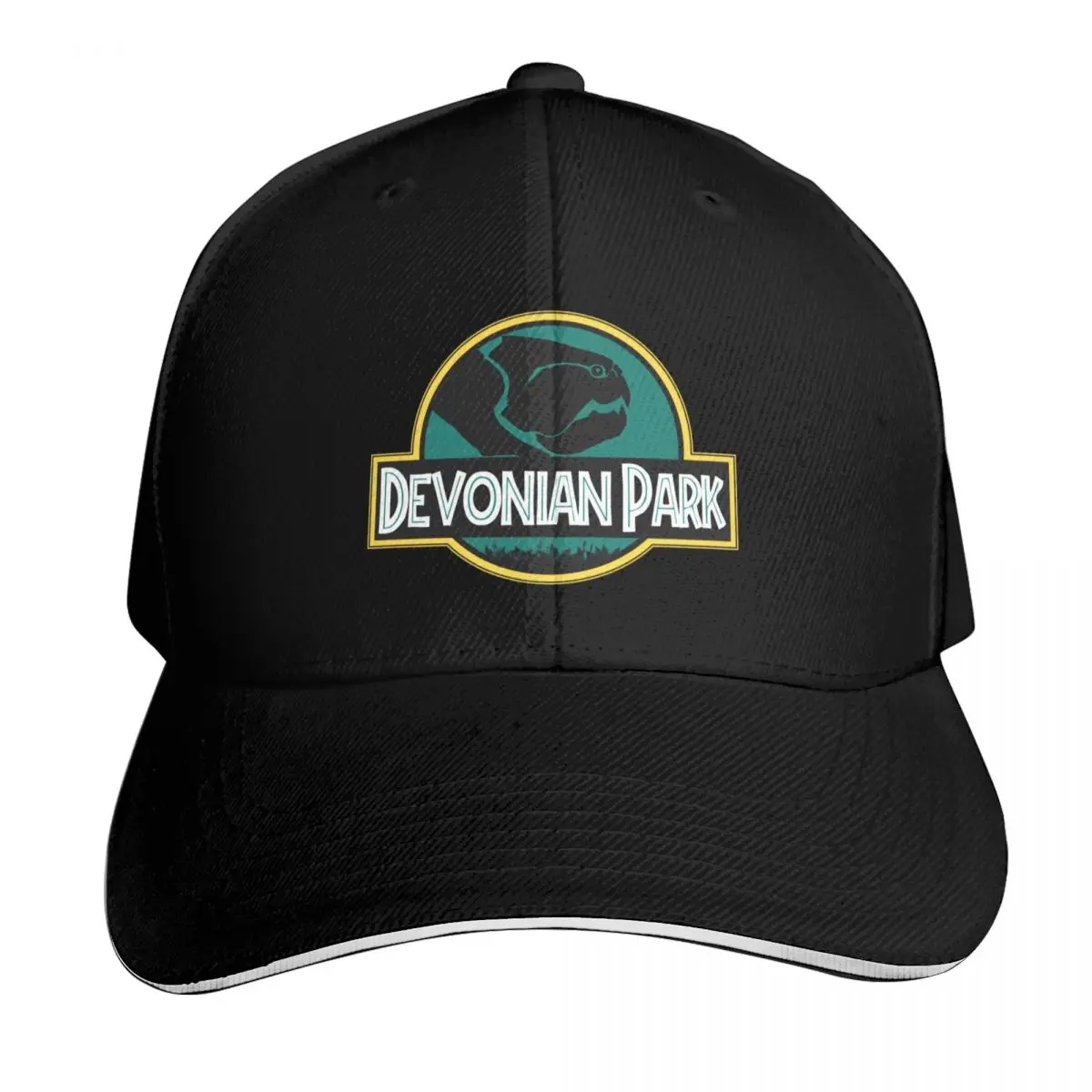Devonian Park Dunkleosteus Jurassic Logo Prehistoric Apparel Design Baseball Cap Men Women Casual Summer Sport Sun Cap