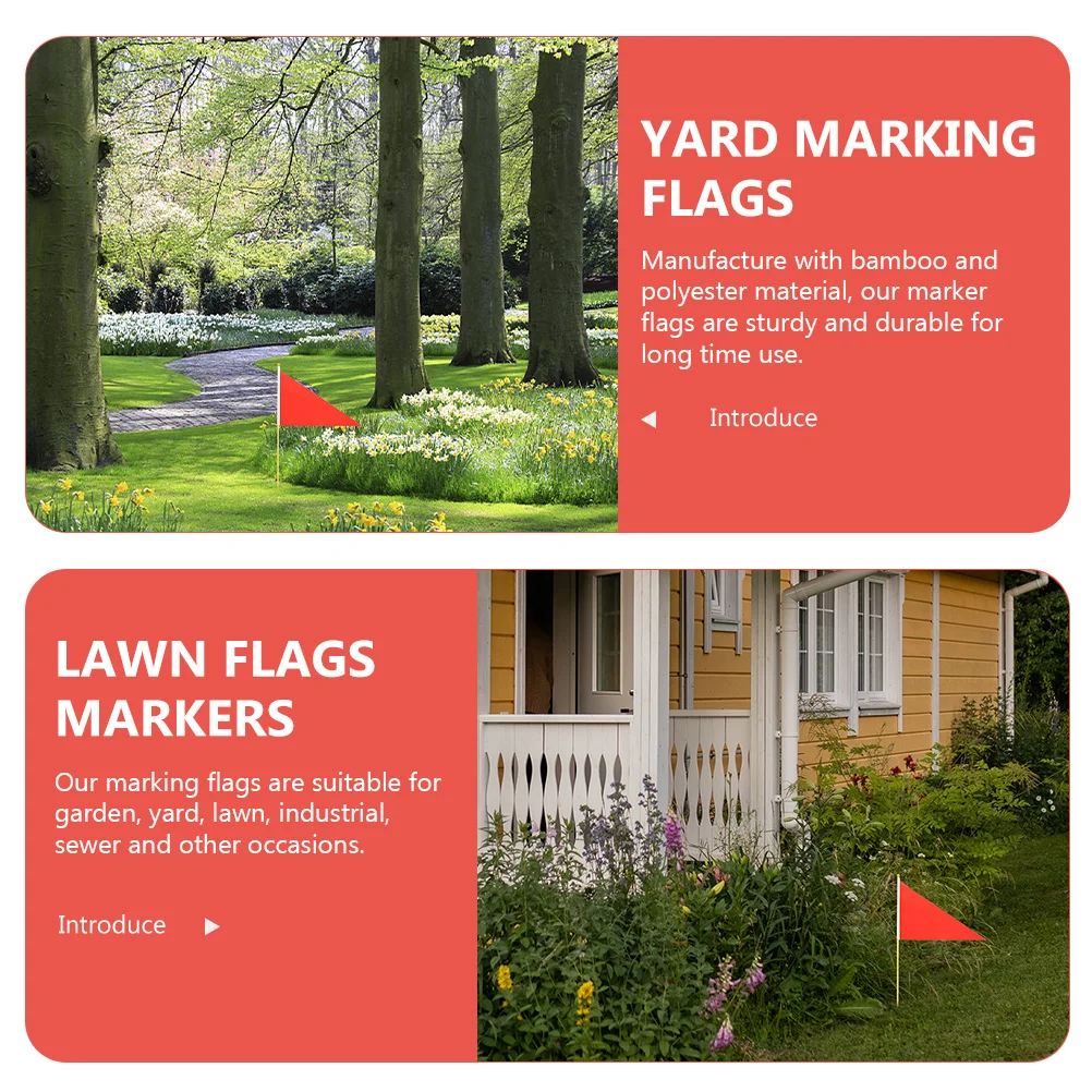 

8pcs Marking Flags Bamboo Polyester Sturdy For Garden Yard Lawn Sprinkler Irrigation Camping Sewer Industrial Traffic Safety Use