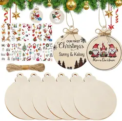 10pcs Natural Unfinished Round Wooden Slices with Hole Wood Discs Blank DIY Crafts Wooden Circles for Wedding Christmas Decor