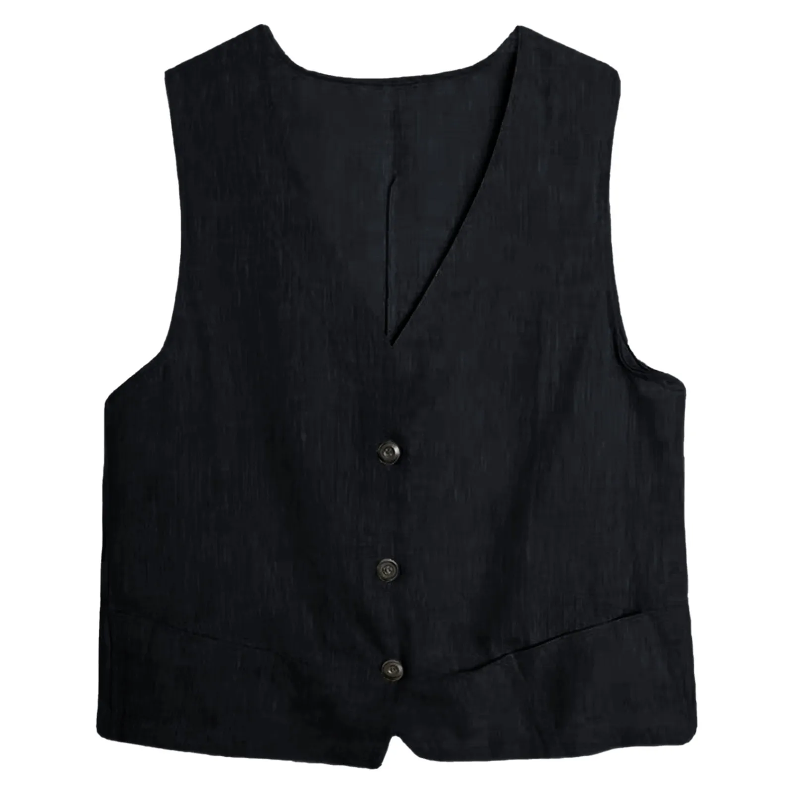 Dames Linnen Vest Zomer Casual Mouwloze Vesten Jas Losse Dunne Casual Knoop Vest Voor Dames Streetwear Vest Jas