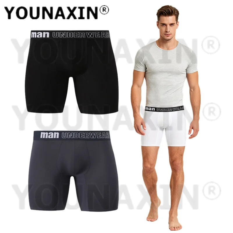 

2 Pieces Big Size Men Underwear Boxers Briefs Panties Bamboo Fiber Knickers Boy Underpants Stitching Long Undies 4XL 5XL 6XL 7XL