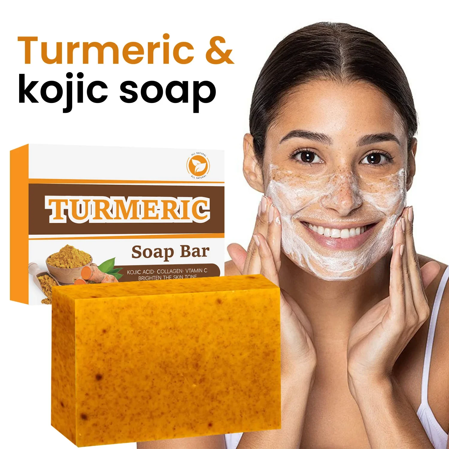 Lemon Turmeric Kojic Acid Glowing Soap Handmade Soap Brightening Moisturizing Lotion Body Facial Soap