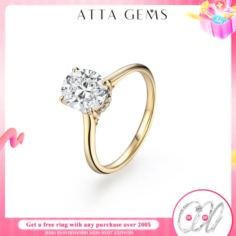ATTAGEMS Oval Cut 9*7mm 2CT D VVS1 Moissanite Rings S925 Sterling Silver for Women Engagement Wedding Lady's Jewelry Gift Luxury