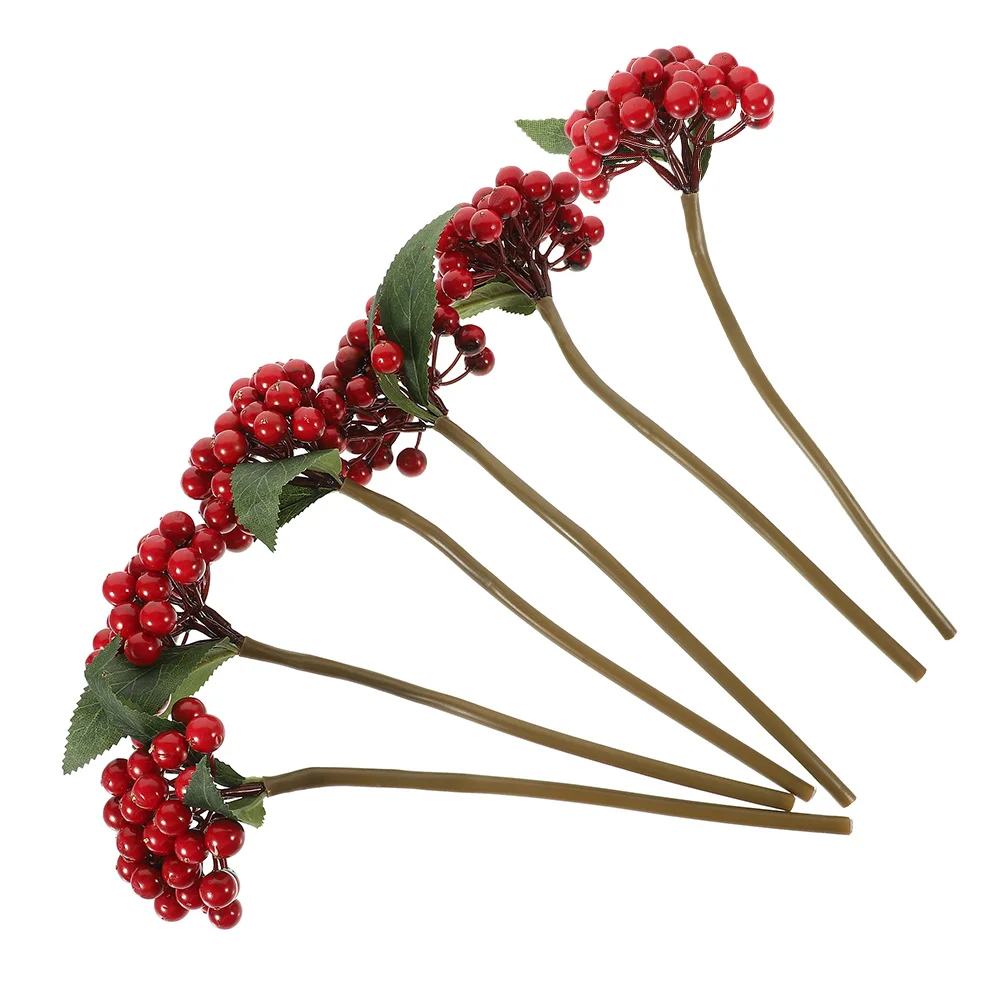 

6Pcs Artificial Red Berry Picks Lifelike Faux Berry Stems for Christmas Holiday Decor DIY Wedding Crafts Red Berries Stems