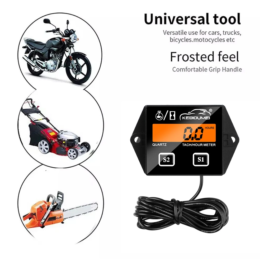 Tacómetro Digital para Motor de motocicleta, indicador de hora, RPM, pantalla LCD para gasolina, Motor de 2 y 4 tiempos, coche y barco