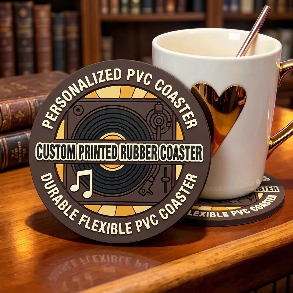 Wholesale Custom Logo Round Soft PVC Coaster Non‑slip Heat‑resistant Cup Mat Kitchen Home Decor Table Protection Pad