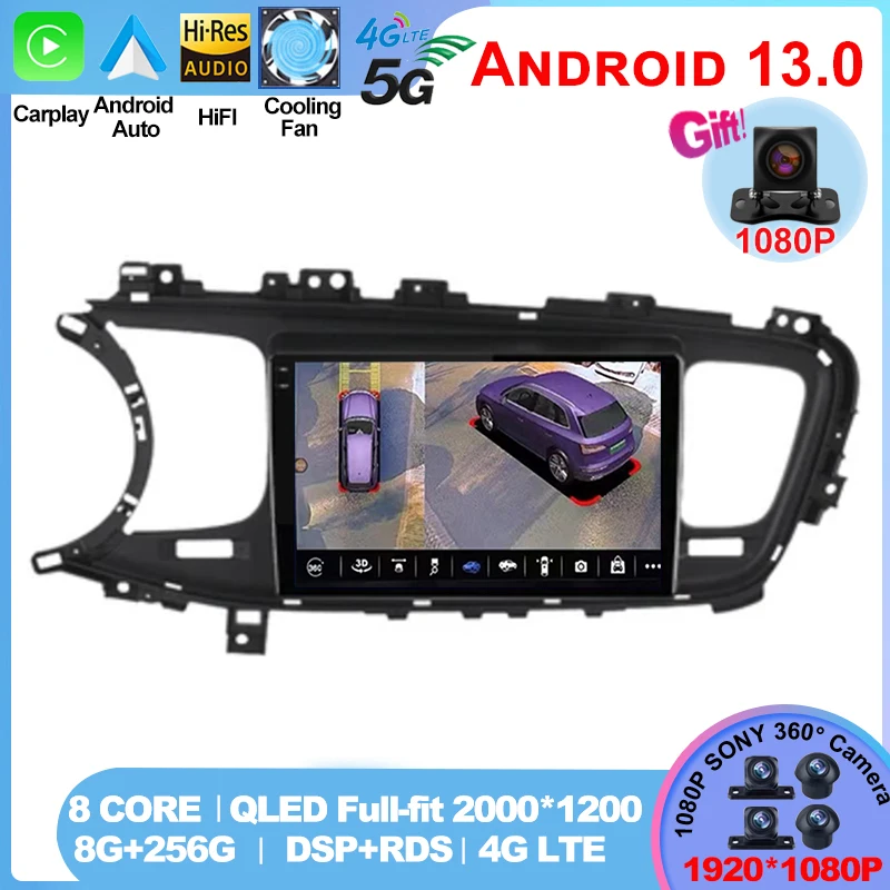 

For KIA Optima K5 2013-2015 Car Radio Android Auto GPS Navi Multimedia Player Stereo QLED Carplay HU No 2 Din 2din DVD