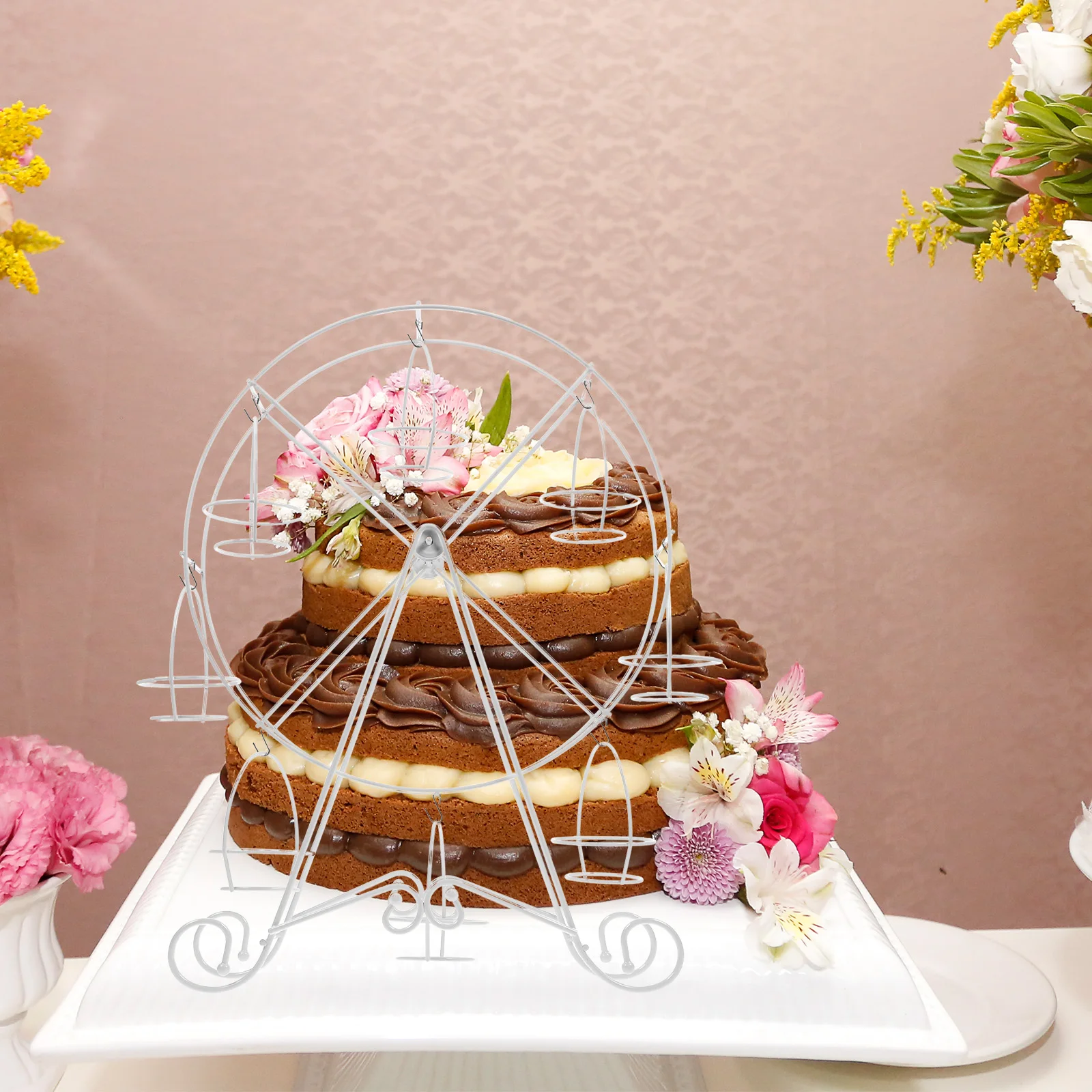 

Chic Ferris Wheel Cake Stand Rotating Dessert Display 8 Cup Cupcake Holder Wedding Party Baking Accessory Serving Tray Decor