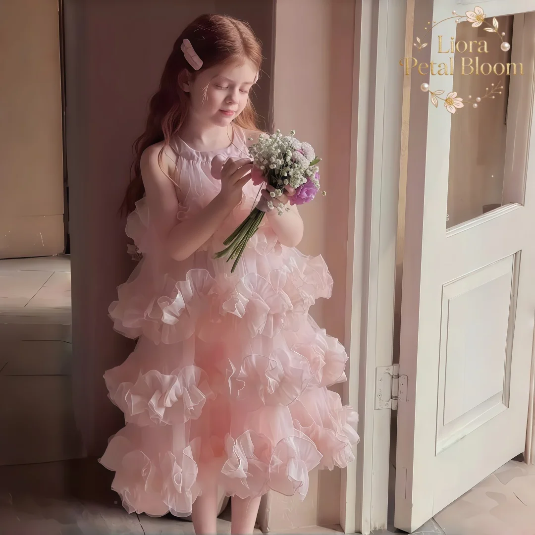 

Girls' Floral Maxi Dress Flower Girl Tutu Dress First Communion Dress Photography Costume Little Princess Gown
