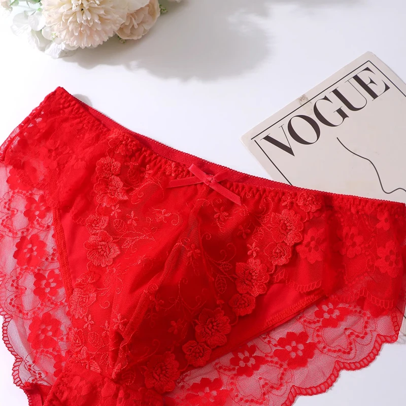 Man's Lace Soft Silky Touch Briefs Live Show Dance Panty DJ Club Sexy Costumes Private Party BF Harajuku