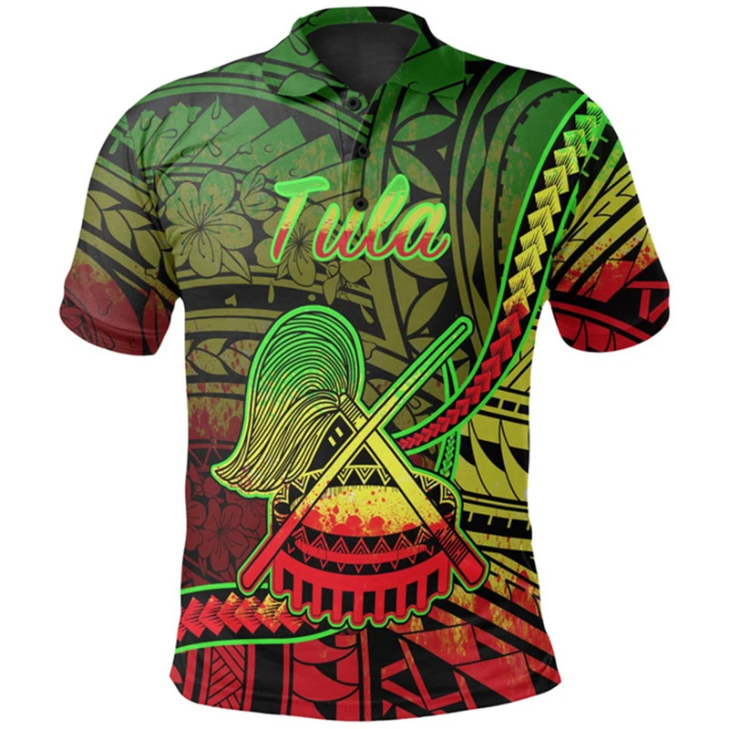 

American Samoa Polo Shirts Men 3d Print Polynesian Pattern POLO Shirt For Men Hawaiian Short Sleeves Button Tees Casual Tops