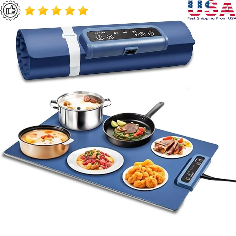 

Large Electric Warming Mat Food Buffets Adjustable Temperature Settings Portable Silicone Heating Pad Multiple Dishes