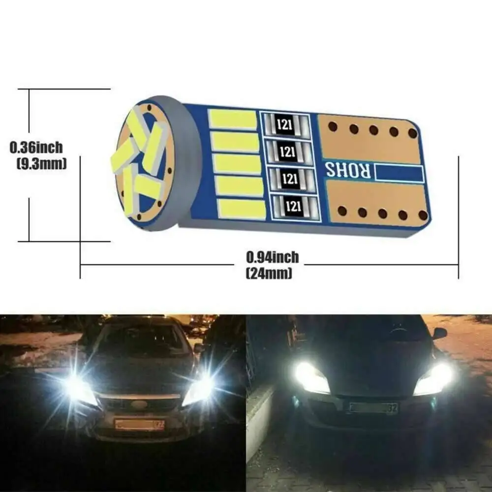 10PCS Led W5W T10 Car Signal Lamp 501 194 Bulbs 4014SMD Clearance Reading Interior Lights 6000K 12V image 2