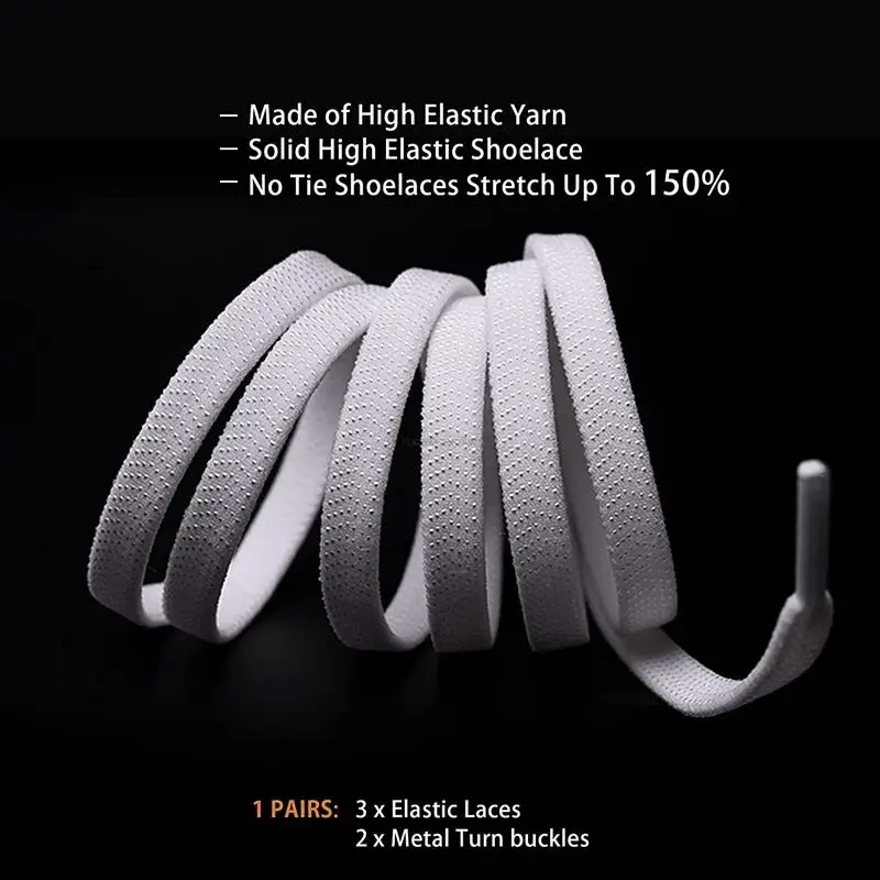 1Pair No Tie Shoe Laces Elastic Shoelaces Sneakers Quick Tieless Shoelace Kids Adults Flat laces Rubber Bands for Shoes