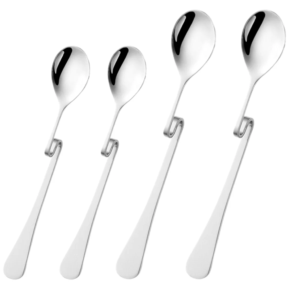 4 Pcs Teaspoon S-shaped Coffee Mixing Spoons Hanging Cup Stirring Jam Serving Utensils