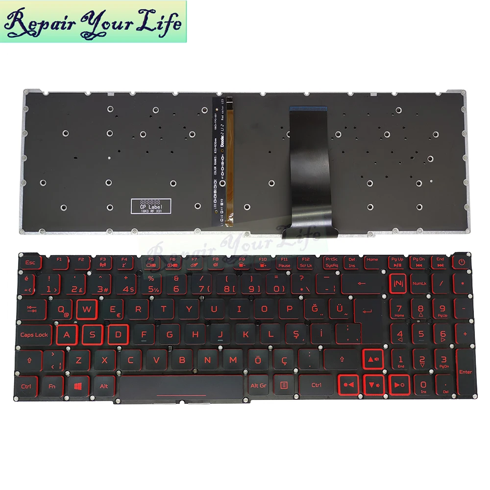 Imagem -05 - Teclado Retroiluminado para Acer Nitro Pt-br Brasil us ru An51554 An51543 An517-52 An517-51 An517-54 An715-51 Espanha la it tr gr fr