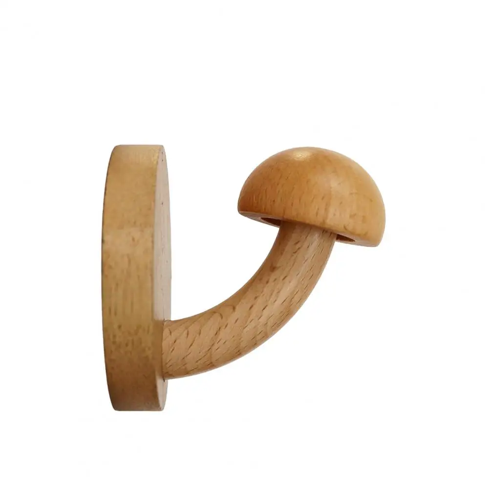 

Wooden Hook Heavy Duty Dorm Room Hook with Cute Mushroom Shape Nordic Style Renter Friendly for Glass Metal Latex Paint Walls