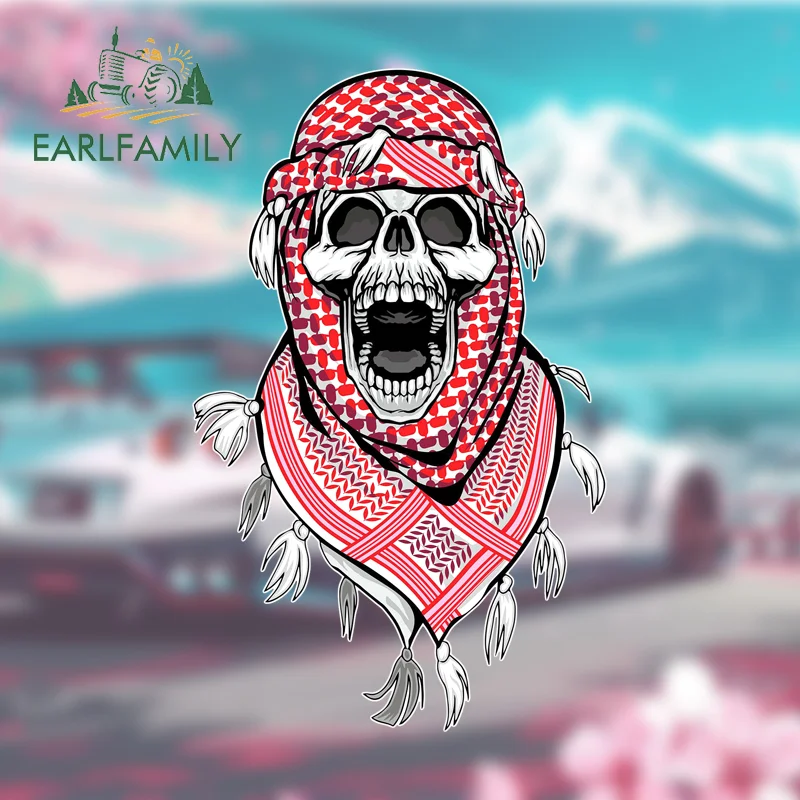 EARLFAMILY Arabic Skulls Trunk Car Stickers Custom Printing Decoration Decal Windshield Surfboard Air Conditioner Accessories